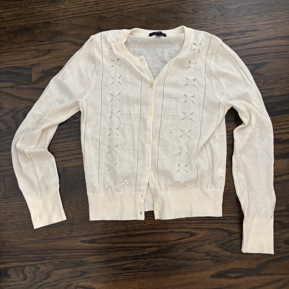 J. Crew Cream Button-Up Cardigan